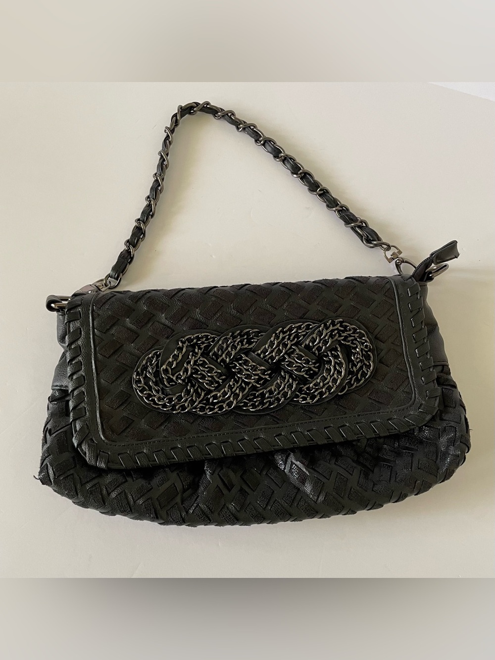 Woven Leather Chain Clutch Shoulder Bag | Bottega Inspired | Quiet Luxury